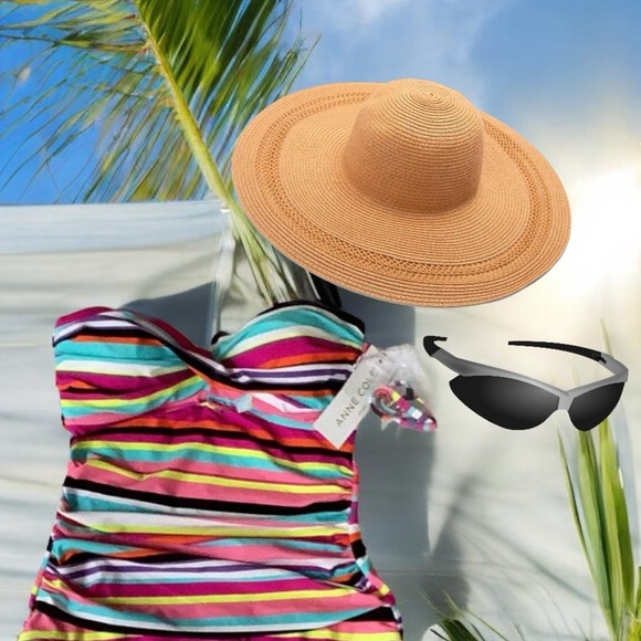 Anne Cole NWT Multicolor Striped Twist Front Bandeau One Piece Swimsuit Size 10 - Picture 5 of 8